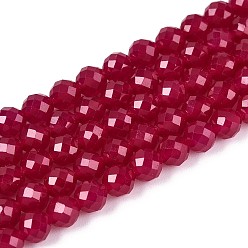 Red Corundum Нити бусин из красного корунда, выращенного в лаборатории, граненые, круглые, 4 мм, отверстие : 0.6 мм, около 96~97 шт / нитка, 15.35 дюйм (39 см)