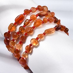 Cornaline Bracelets de perles de cornaline naturelles, bracelets élastiques, diamètre intérieur: 2.17 pouce (5.5 cm), perle: 4.5~13x4~8.5x3~6 mm