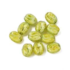 Светло-хаки Краска для выпечки пикассо стеклянные бусины, кофейный боб, светлый хаки, 11x8.5x6 мм, отверстие : 1 мм