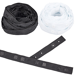 (52) Непрозрачная лаванда 10 ярдов 2 цвета пластиковой ленты для пуговиц, швейная застежка полиэфирная лента, разноцветные, 18x1.9~4.2 мм, 5 ярды / цвет