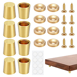 Золотой 8шт. латунные мебельные накладки, винтовые ножки стола и стула, с железным винтом и акриловыми наклейками, золотые, 12.5~14.5x15 мм