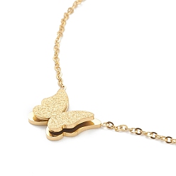 Золотой 304 подвесные из нержавеющей стали ожерелья, с кабельными цепями, , бабочка, золотые, 16.85 дюйм (42.8 см)