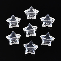 Прозрачный Прозрачные акриловые бусины, звезда, прозрачные, 15x16x7.5 мм, отверстие : 3 мм
