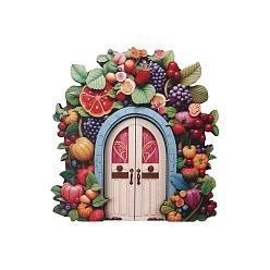 Цветок Украшения для деревянных дверей, миниатюрная волшебная дверь на елку, для дома, садовые украшения, фруктовая дверь, цветок, 100x95 мм