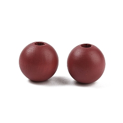 Темно-Красный Древесина европейского бисера, матовый стиль, круглые, темно-красный, 15 мм, отверстие : 4.7 мм