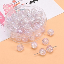 Сливовый 20прозрачные стеклянные бусины с кракле, круглые, слива, 10 мм, отверстие : 1.5 мм