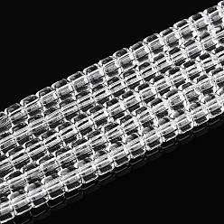 Прозрачный Прозрачные стеклянные бусины, колонка, прозрачные, 3.5x4~4.5 мм, отверстие : 0.7~0.9 мм, около 102~108 шт / нитка, 14.17~14.96 дюйм (36~38 см)
