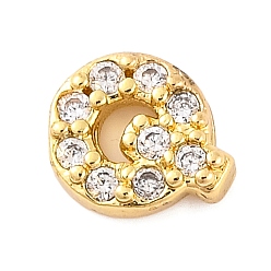 Letter Q Покрытие стойки латунное микропаве кабошоны из кубического циркония, без кадмия и без свинца, долговечный, реальный 18 k позолоченный, Буква Q, 6x5x2 мм