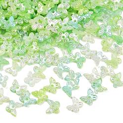 Светло-зеленый Перламутровые бусины из пластика ABS с имитацией жемчуга, бабочка, два тона, светло-зеленый, 10x11x3 мм, отверстие : 1.6 мм, Около 3333 шт / 500 г
