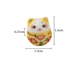 Желтый Фарфоровые бусины ручной работы, Maneki Neko, желтые, 15x13 мм, отверстие : 2.7 мм