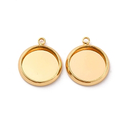 Настоящее золото 18K Сеттинги для кулона (кабошонов), латунь , долговечный, без никеля , плоско-круглые, реальный 18 k позолоченный, лоток : 10 мм, 14x12x2 мм, отверстие : 1.2 мм