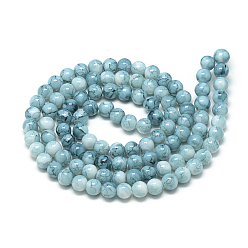 Sky Blue Baking Painted Glass Beads Strands, Swirl Glass Beads, Round, Sky Blue, 6~6.5mm, Hole: 1.5mm, about 145pcs/strand, 31.8 inch(80.7cm)