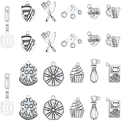 Античное Серебро 66шт. 11 стили, тематика выпечки тортов, тибетский стиль, подвески из сплава, смешанные формы, античное серебро, 13~40.5x9.5~21x1.5~6 мм, отверстие : 1.5~3 мм, 6 шт / стиль