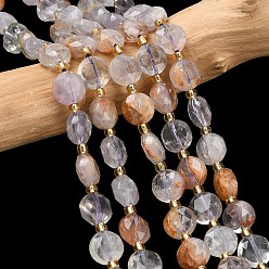 Лодолит Кварц Натуральные фиолетовые фантомные кварцы, фиолетовые лодолитовые кварцевые бусины, нити, граненый шестиугольный разрез, плоско-круглые, с бисером, 8~8.5x5 мм, отверстие : 1.2 мм, около 36~37 шт / нитка, 15.35~15.75'' (39~40 см)