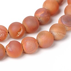 (966) Внутренний цвет Кристалл / Лиловато-лиловый на подкладке Гальванизирует естественно агат круглые пряди из бисера, класс А, с покрытием цвета радуги, 10 мм, отверстие : 1 мм, около 37 шт / нитка, 15.1 дюйм