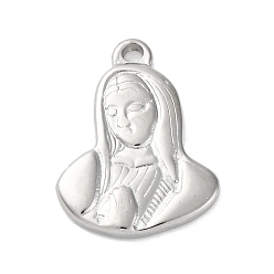 Нержавеющая Сталь Цвет Антикоррозийные 201 подвески из нержавеющей стали, очарование девы марии, религия, цвет нержавеющей стали, 21x16x2.5 мм, отверстие : 1.8 мм