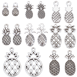 Античное Серебро 80 шт 8 стили сплава подвески в тибетском стиле, без кадмия и без свинца, ананас, античное серебро, 14~29x7~18x2~5 мм, отверстие : 2~3 мм, 10 шт / стиль