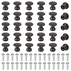 Античная Бронза Ручки для выдвижных ящиков из цинкового сплава, шкаф тянет ручки для ящика, аксессуары для дверных ручек, плоско-круглые, античная бронза, 12x10.5 мм, 30 комплектов / коробка