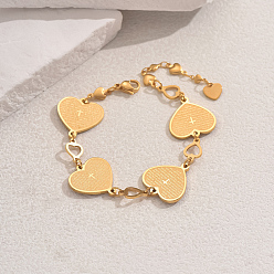 Сердце Религия 201 браслеты из нержавеющей стали для женщин, золотые, сердце с крестом, 3/4 дюйм (1.8 см), внутренний диаметр: 5-7/8 дюйм (15 см)