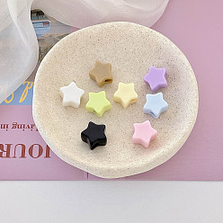 Mixed Color Opaque Acrylic Beads, Large Hole Beads, Star, Mixed Color, 22.5x22.1x14mm, Hole: 6.5mm, about 126pcs/500g