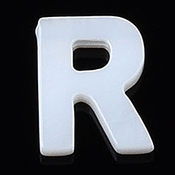 Letter R Естественных пресноводных стеклянные бусы, цвет морской раковины, Начальная буква, Буква R, 9.5x7.5x2 мм, отверстие : 0.8 мм