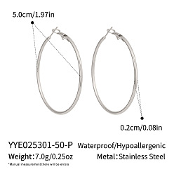 Серебро Серьги из 304 нержавеющей стали, серебряные, 50x2 мм