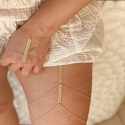 Золотой Цепь для крепления на бедро из сплава с кисточкой для стрелы, кружевная эластичная лента-цепочка для тела для женщин, золотые, 450~550 мм