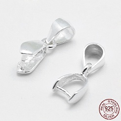 Silver 925 Sterling Silver Pendant Bails, Ice Pick & Pinch Bails, Silver, 3.5x4mm Inner Diameter, 9~10x5.5x3mm, Hole: 3.5x5mm, Pin: 0.8mm
