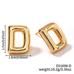 Letter D Латунь серьги, золотые, Буква D, 17x14 мм