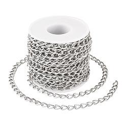 Платина 10m оксидированные алюминиевые бордюрные цепи, несварные, с катушкой, платина, 10x6x1 мм, около 32.81 футов (10 м) / комплект