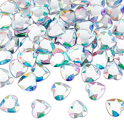 Прозрачный АВ 60шт. сердце акриловые стразы наклеиваемые кабошоны, с самоклеящейся, ясно AB, 2.5x2.5x0.5 см, 60 шт / коробка