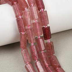 Клубничный Кварц Природного кварца клубники нитей бисера, колонка, граненые, с бисером, 11~15x7~8x7~8 мм, отверстие : 0.8~1 мм, около 27~29 шт / нитка, 15.47~15.83'' (39.3~40.2 см)