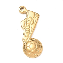 Oro 304 colgantes de acero inoxidable, Balón de fútbol con adornos de zapatos de fútbol, dorado, 29.5x12.5x3.5 mm, agujero: 2.5 mm