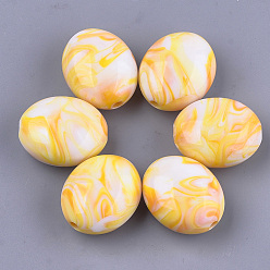 Gold Acrylic Beads, Imitation Gemstone Style, Two Tone, Oval, Gold, 26.5x22x14mm, Hole: 3mm, about 102pcs/500g
