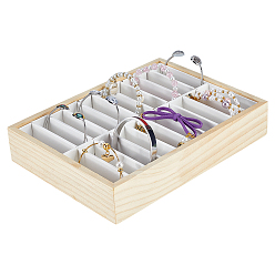 Цвет Древесины 20-прорезные деревянные подносы для демонстрации браслетов и браслетов, прямоугольные, деревесиные, 24x18x4.5 см