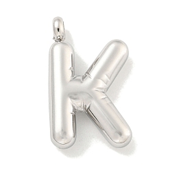 Letter K Не тускнеющие 304 подвески из нержавеющей стали, буквенное очарование, цвет нержавеющей стали, Письмо K, 25.5x15.5x5.5 мм, отверстие : 3 мм