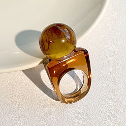 Седло Коричневый Круглые кольца из смолы с бусинами на палец, седло коричневый, 18 мм