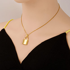 Настоящее золото 18K 304 подвески-замки из нержавеющей стали для женщин, реальный 18 k позолоченный, 17.72 дюйм (45 см)