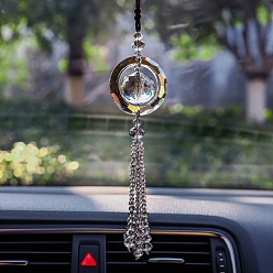 Розово-Коричневый Стеклянные кольца подвески украшения, кисточка для подвесного украшения на зеркало заднего вида автомобиля, розово-коричневый, 325 мм