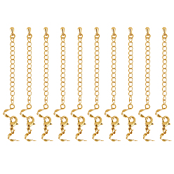 Настоящее золото 18K 14шт. латунный удлинитель цепи, с карабин-лобстерами , шарик советы, без кадмия и без свинца, прочное покрытие, реальный 18 k позолоченный, 81 мм