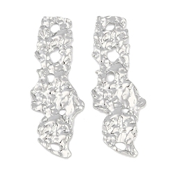 Нержавеющая Сталь Цвет Не тускнеет 304 большие подвески из нержавеющей стали, текстурированный шарм неправильной геометрии, цвет нержавеющей стали, 59x21x2.2 мм, отверстие : 2.2 мм