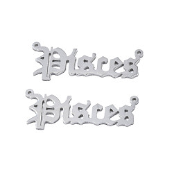 Pisces Non-Tarnish 304 Stainless Steel Connector Charms, Word, Pisces, 10x26x1mm, Hole: 0.8mm