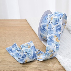 Light Sky Blue Polyester Ribbon, Clover Pattern, Light Sky Blue, 1-5/8 inch(40mm), about 10 yards/roll