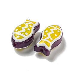 Золотистый Прозрачные стеклянные бусины ручной работы, бусины ручной работы, с эмалью, рыба, золотые, 21.5x11x8.5~10 мм, отверстие : 1.2~1.5 мм