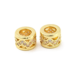 Золотой Латунные микро проложить Цирконий Европейский бисером, бусины с большим отверстием, долговечный, без свинца и без кадмия, Полая колонна, золотые, 8x6 мм, отверстие : 4.8 мм
