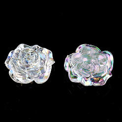 Прозрачный АВ Прозрачные кабошоны из абс-пластика, с покрытием AB цвета, роза, ясно AB, 24x23.5x9 мм