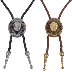(52) Непрозрачная лаванда 2 шт. 2 цвета вестерн, цинковый сплав, галстук-боло, ковбойская шляпа, лариат, шнур из искусственной кожи, ожерелья, разноцветные, 20.87 дюйм (53 см), 1 шт / цвет