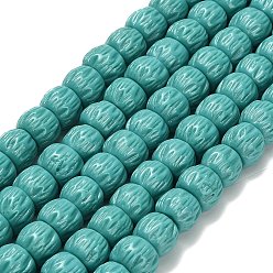 Средний Бирюзовый Резные бусины из синтетического коралла, рондель, средне бирюзовый, 9.5~10x7 мм, отверстие : 0.7 мм