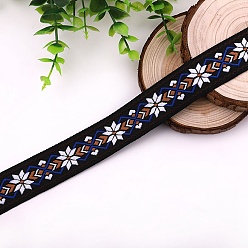 Синий 15 полиэстеровая жаккардовая лента с цветком в форме ромба, синие, 1 дюйм (25 мм)