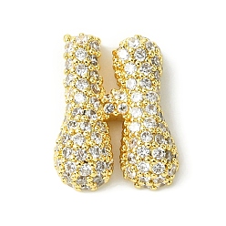 Letter H Подвески из латуни с покрытием из прозрачного кубического циркония, без кадмия и без свинца, долговечный, алфавит, реальный 18 k позолоченный, Письмо ч, 16x13x5 мм, отверстие : 3x1.8 мм